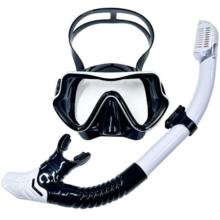New Large Frame Diving Goggles Breathing Tube Set for Men and Women Waterproof Anti-fog Silicone Mirror Floating Diving Mask Cross-Border