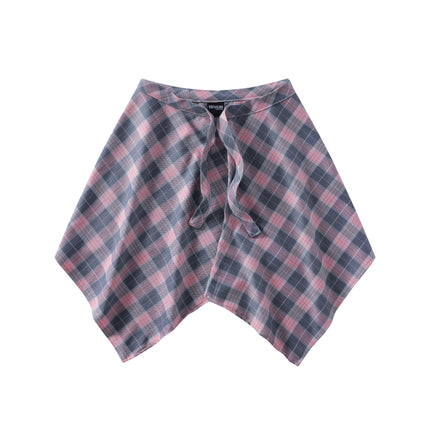 A generation of hair folding artifact color plaid fart curtain one-piece lace-up high street irregular hem Joker skirt