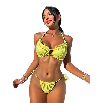 New Beach Split Swimsuit Women's European and American Bikini Cross-border Sexy Backless Push-up Strap Hot Spring Swimsuit in stock