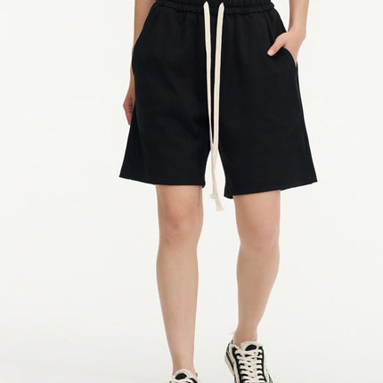450g heavy cotton jersey elastic casual shorts solid color basic pants loose men's sports pants