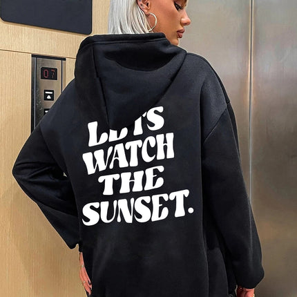 Foreign Trade Women's Velvet Sweatshirt Slogan Print Kangaroo Pocket Drawstring Print Hoodie