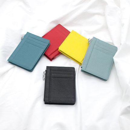High-End Multi-Card Slot Genuine Leather Zipper Card Holder for Men, Thickeneded First-Layer Cowhide, Women's Small Change Driver's License Bag Cover