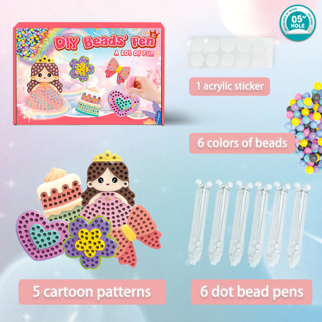 Cross-border New TikTok Same Style DIY Children's Dot Ball Pen Sticker Animal Cartoon Princess Bends Pen Girl