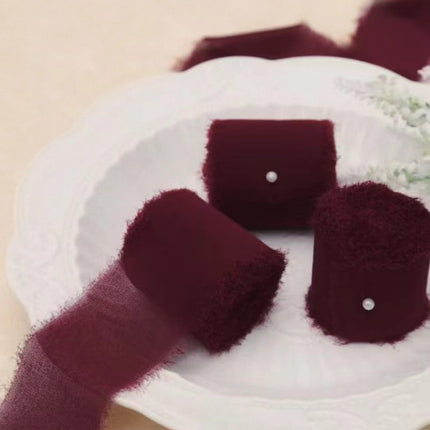 Ins Hand-Torn Raw Edge Ribbon Bouquet Satin Ribbon Ribbon Dried Rose Wedding Flowers Tied Chiffon Lace