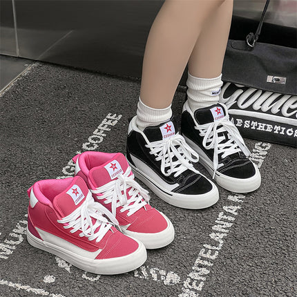 2025 Spring New Korean Style Student High-Top Canvas Shoes for Men and Women, Sports and Casual Shoes for Couples, Street Style Sneakers, Trendy