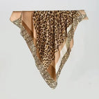 Patchwork leopard print khaki scarf / 68X68