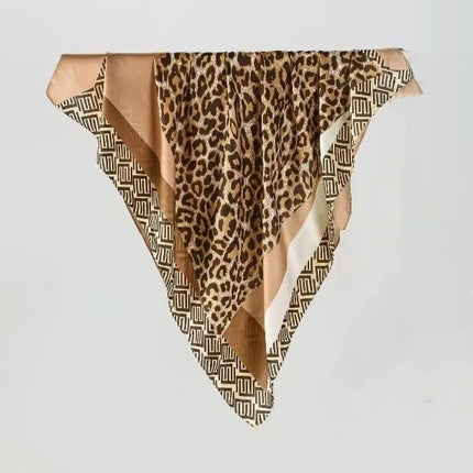 Simulated Silk Printed Silk Scarf for Women, Korean Cashew Leopard Print Headscarf, Four-Season Scarf, Professional Scarf Wholesale
