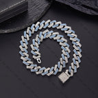 silver blue and white strip Cuban chain / 18inch（45cm）