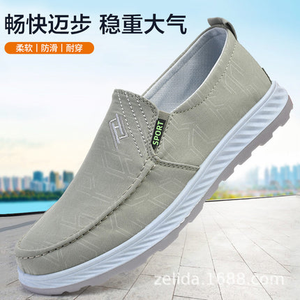 Men's Shoes 2024 Spring New Style Comfortable and Breathable Cloth Shoes One-Leg Soft-Soled Cloth Shoes Middle-Aged and Elderly Dad's Shoes Casual Shoes