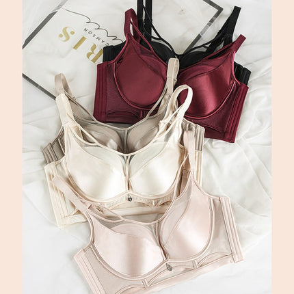 Luxury high-end satin breast-shaping Belt Wireless underwear push-up adjustable breast-collecting warm-changing cup bra