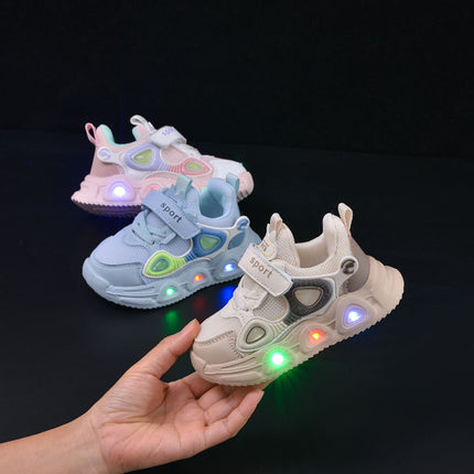 2025 Spring and Summer Double Net Shoes with Light-up Light-up Light-up Shoes for Boys 1-3-5 Years Old Running Shoes Baby Toddler Shoes for Girls