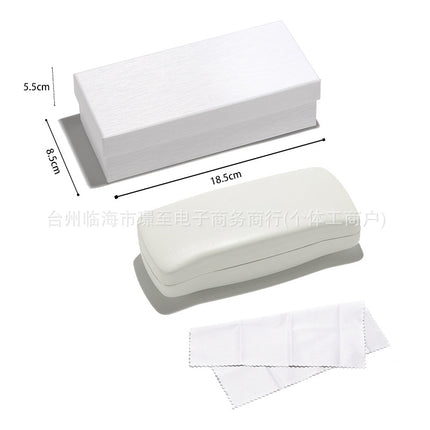 Black and White Iron Box V Glasses Case Imitation Cowhide Metal Sunglasses Case Flip-top Anti-stress Sunglasses Storage Glasses Case