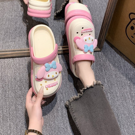 Trendy Chinese-Style Perforated Sandals for Women, Summer Outdoor Beach Thick-Soled Ultra-Soft 2025 New Closed-Toe Sandals for Women