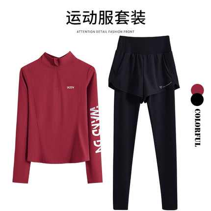 Winter zipper running top fitness new suit sports long sleeve autumn and winter quick drying yoga professional outdoor training