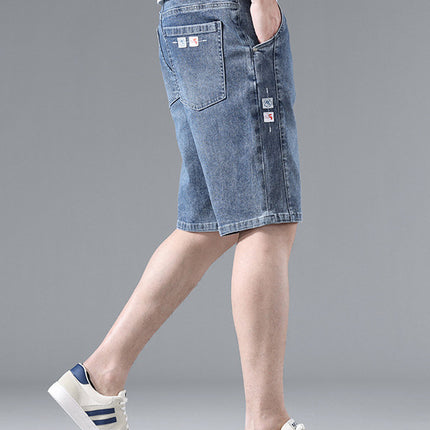 Fashionable and Cool Denim Shorts for Men in Summer New Versatile Straight Casual Trendy Brand Design Five-Quarter Pants for Men