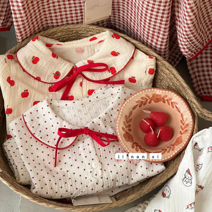 Princess Style Children's Lapel A-Class Cartoon Loungewear Set 2026 Spring New Baby Sweet and Cute Pajamas and Sleep Pants