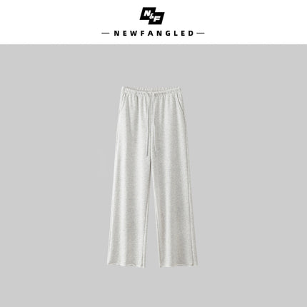 2025 Autumn Lazy Curly Edge Relaxed Casual Pants Women's New Elastic High Waist Drawstring Straight-Leg Pants Loose Trousers