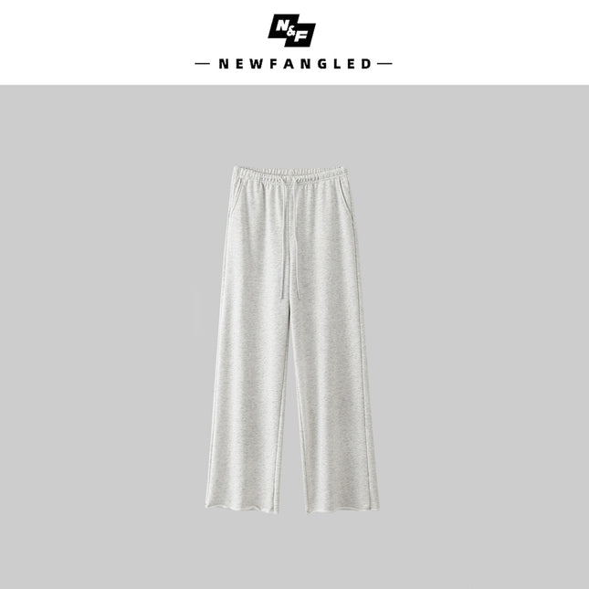 2025 Autumn Lazy Curly Edge Relaxed Casual Pants Women's New Elastic High Waist Drawstring Straight-Leg Pants Loose Trousers