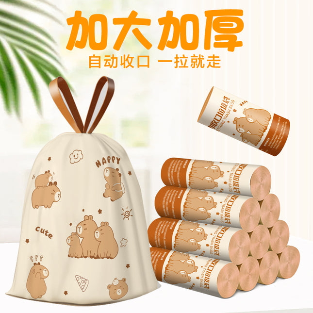 Drawstring Garbage Bag Household Thickened Portable Point Break Kitchen Cleaning Bag Large Size Cartoon Printed Plastic Bag in stock