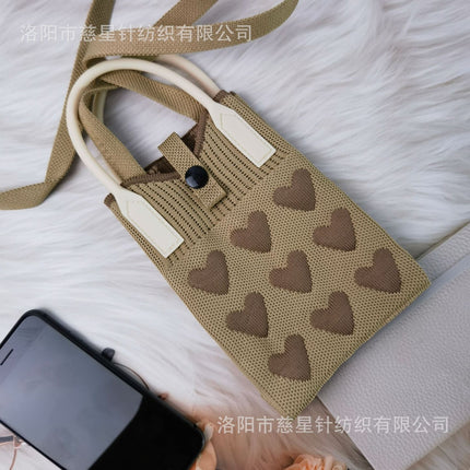 Girl's Heart-Shaped Knitted Crossbody Bag