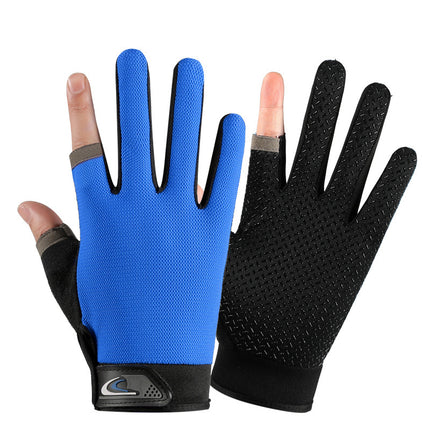 Exposed Two-Finger Fishing Gloves Men's Outdoor Sunscreen Non-Slip Cycling Luya Breathable Touch Screen Thin Sports Cycling Gloves