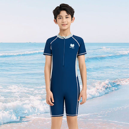 Children's Swimwear for Boys, One-Piece 2026 New Model, Professional Sun Protection Training Swimsuit for Older Kids, Custom-Made Boys' Swimwear for Hot Springs
