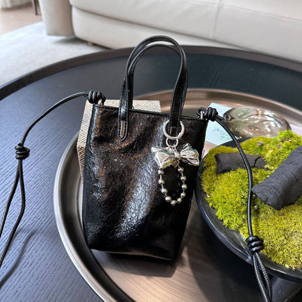 Lightweight Mini Oil-Waxed Leather Simple Style Handbag, Shoulder Bag, Crossbody Phone Bag, Everyday Use, Portable, Retro, Versatile