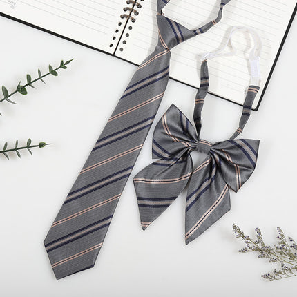 Japanese and Korean striped jk/dk college style men's and women's red cyanotic gray blue shirt accessories tie-free collar suit