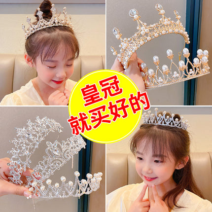 Birthday Crown Girls Headwear Kidsren Princess Classy Crown Girls Hairpin Hairband Little Girl Hair Accessories Headband