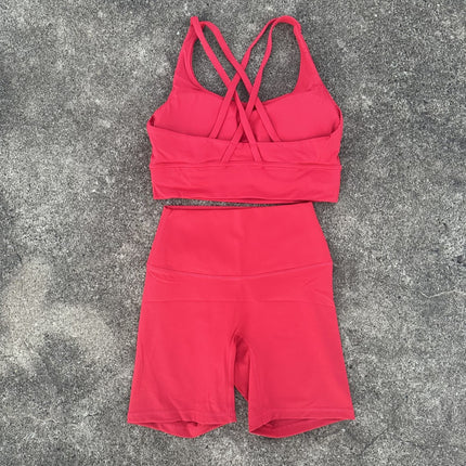 Summer Sports Shorts Set Soft Naked Tight Yoga Shorts Back Hollow Cross Underwear Yoga Set