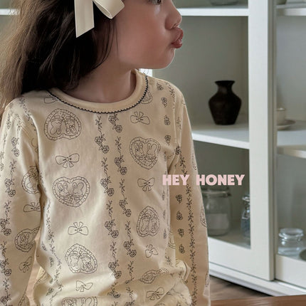 Spot Large and Small Roll Heyhoney24 Lycra Cotton Boys and Girls Autumn Clothes Intimates Printed Home Clothes Pajamas Two-Piece Set
