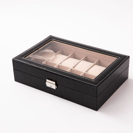 High-End Crocodile Pattern Multi-Compartment Watch Box Jewelry Box Finished Product 10-Compartment Bracelet Jewelry Storage Display Box Cross-Border Shipping