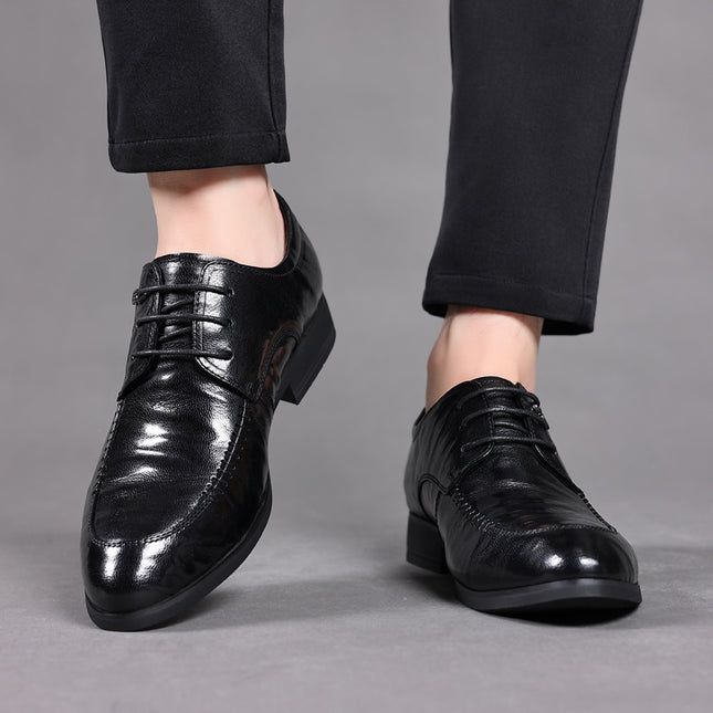 Leather Shoes for Men, Genuine Leather, British Style, Business Formal Casual Shoes, Groom's Wedding Shoes, Versatile, Breathable, Soft-Soled Leather Shoes