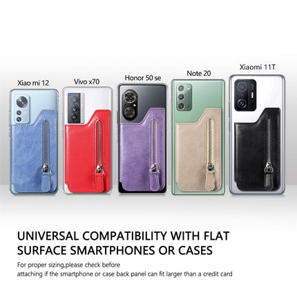 Hot-selling simple mobile phone card bag card holder left and right flap multi-color zipper card holder back card bag creative personality