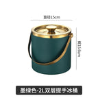 2l double-layer portable ice bucket dark green + ice clip