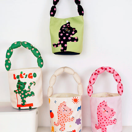 Autumn and Winter Cotton Shoulder Strap Bucket Bag Daughter Children's birthday gift kindergarten gift handbag cute lunch box bag