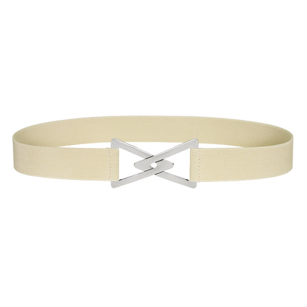 New Women's Elastic Waistband Gold and Silver Decorative Dress Elastic Thin Waistband Simple and Versatile Triangle Buckle