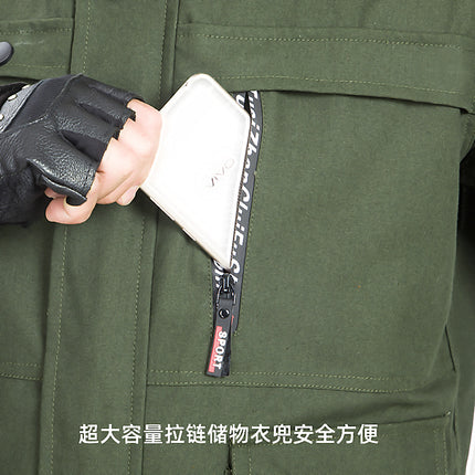 Wear-resistant work clothes suit men's work protection clothing autumn and winter thickened welding anti-scalding construction site tooling work uniform