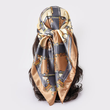 Spring and Autumn New Large Square Scarf Large Silk Scarf Decorative South Korea All-match Women's Scarf Headscarf Scarf Chic Style Hair Belt Art