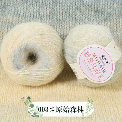 Candy Mohair Section Dyed Wool Hand-Knitted Sweater Cardigan Colorful Gradient Wool Thread Fine Wool Thread