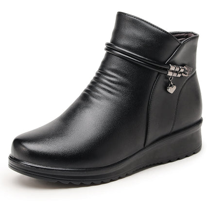Mother Shoes Winter Cotton Shoes Middle-aged Women's Shoes fleece-lined Autumn and Winter Leather Shoes Non-slip Warm Ankle Boots for the Elderly Middle-aged Winter Shoes