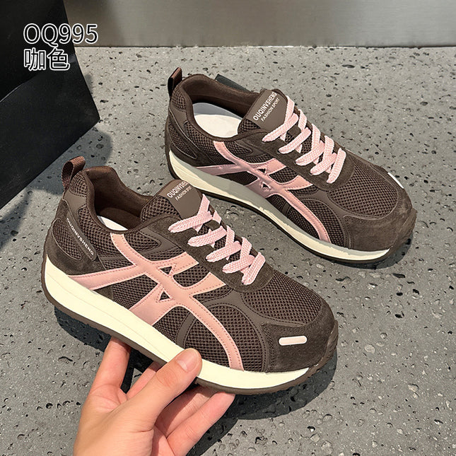 Genuine Leather Sports Shoes for Women, 2026 Autumn Retro New Style, Versatile Lightweight Casual Thick-Soled German Training Shoes