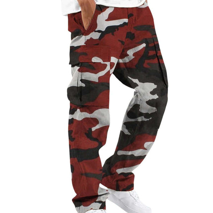 2024 New Men's Camouflage Overalls New Personalized Outdoor Sports Pants Drawstring Pocket Overalls Casual Pants