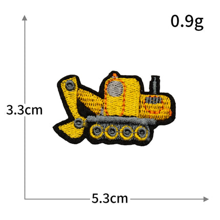 Hot-Selling Computer Embroidery Excavator Engineering Vehicle Bulldozer Cartoon Embroidery Cloth Patch No-Sew Iron-On Hot Melt Adhesive Patch