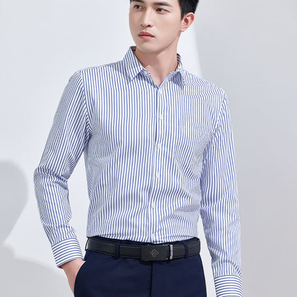 Men's Business Attire Shirt Short-Sleeved Work Clothes Stripesd Shirt Office 4S Store Bank Hotel Business Workwear Summer