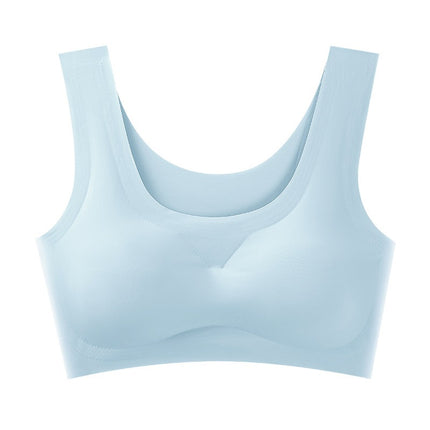 Summer Solid Color Ice Silk Seamless Women's Bra Breathable Beautiful Back Wrap Sports Yoga Sleep Girls Underwear
