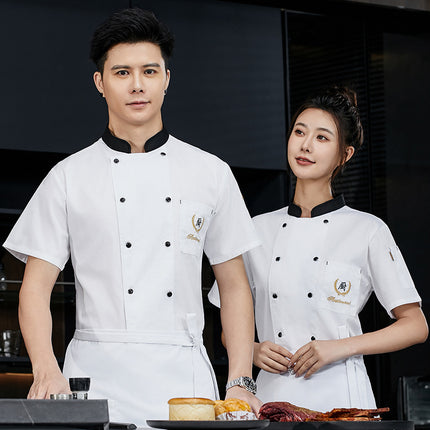 2024 Chef Clothes Short Sleeve Men's Restaurant Hotel Summer Work Clothes Catering Baking Tea House Rear Kitchen Work Clothes Long Sleeve