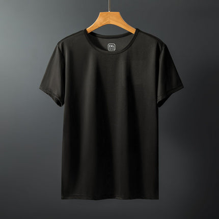 T-Shirt for Men 2022 New Style Plain Ice Silk Quick-Dry Short-Sleeve Elastic Mesh Round Neck Thin Slim Fit Inner Wear