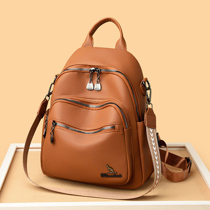 2025 female Korean fashion new ladies backpack European and American trend simple versatile soft leather shoulder bag wholesale