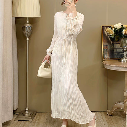 Miyake Long Dress for Women, Summer High-End Dress, New Style, Shenzhen Nanyou High-End Dress, French-Style Dress